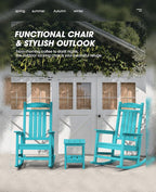 KINGYES HDPE Outdoor Rocking Chair Set of 4, All-Weather Poly Patio Rocking - Image 4