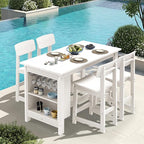 SERWALL Outdoor Bar Table and Chairs Set, 5-Piece HDPE Counter Height Patio - Image 8