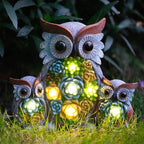 Solar Garden Statue Owl Decor – Cute Owl Family Figurines by Candieslife