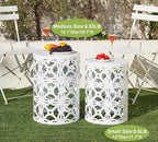 HFHOME Set of 3 Metal Outdoor Side Table, Nesting Round Coffee Table - Image 4