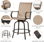 Yaheetech Patio Swivel Barstools Outdoor Chairs Set of 6, High Bistro Stools - Image 5