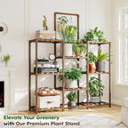 EnHomee Plant Stand Indoor Large Plant Stand Outdoor 5 Tiers Wood Tiered Plants - Image 2