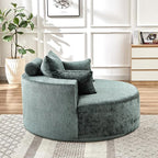Oversized Round Chaise Longue Chair Indoor, Modern 55-inch Upholstered Chenille - Image 9