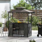 Tangkula 3 Piece Patio Bar Set, Grill Gazebo & 2 Foldable Bar Stools - Image 3