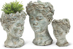 Abbott Collection Goddess Head Planter – Extra Small Cement Indoor and Outdoor - Image 3