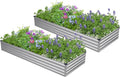 2PCS 8x4x1ft Galvanized Raised Garden Bed Kit, Galvanized Planter Raised Garden by Easllre