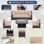 Outdoor Terrace Furniture Set, 8 Piece Outdoor Furniture Set, - Image 5