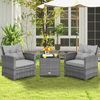Tangkula 3 Pieces Patio Furniture Set, Outdoor PE Rattan Conversation Chair Set - Image 2
