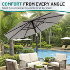 AreShark 9 FT Patio Umbrella for Outdoor, Outdoor Table Umbrella - Image 7