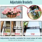 LaLaGreen Deck Railing Planter Boxes Black Metal Rectangular Hanging Planters - Image 3