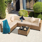 KIGOTY Patio Furniture Set, 7 Pieces Modular Outdoor Sectional Sofa, PE Rattan - Image 8