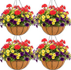 12 inch Metal Hanging Baskets For Plants Outdoor 4 Pack Round Metal Wire by JFFLYIT