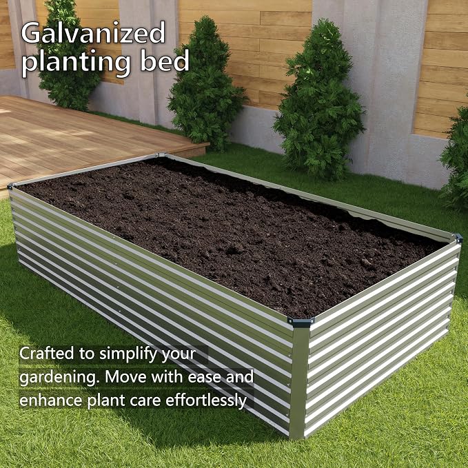 8x2x2FT Galvanized Raised Garden Bed Kit, Vegetable Plant Boxes-Rectangle Metal - Image 7