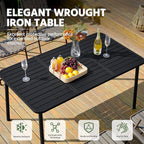 Yaheetech Outdoor Dining Table for 6 Person, Rectangular Slatted Metal Patio - Image 6