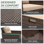 LHBcraft Outdoor Furniture 5 Piece Patio Conversation Set, PE Rattan Patio Set - Image 3