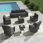 Kullavik 9 Pieces Outdoor Patio Furniture Set, PE Wicker Rattan Sectional Sofa by KULLAVIK