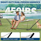 Double Hammock with Heavy-Duty Steel Stand, 2 Person Portable Hammock, 450LBS - Image 6