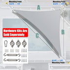 Amgo Custom Size 7' x 8' x 10.6' Gray Right Triangle Sun Shade Sail UPF50+ - Image 8