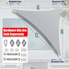 Amgo Custom Size 20' x 20' x 28.3' Grey Right Triangle Sun Shade Sail Order to - Image 7