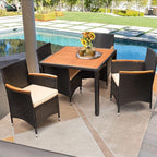 Flamaker 5 Piece Patio Dining Set Outdoor Acacia Wood Table and Chairs - Image 6