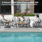 Outdoor Patio Furniture Set, 4 Pieces Metal Patio Furniture Set - Image 2