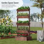 Vertical Wooden Raised Garden Bed Planters Wood Planter Kit Plant Stand Flower - Image 2