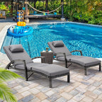 HOMREST Chaise Lounge Chairs Set of 2, PE Rattan Wicker Patio Lounge Chair - Image 2