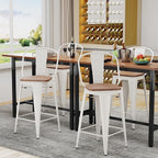 Alunaune 30" Swivel Metal Bar Stools Set of 4 High Back Counter Height - Image 4