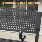 Outdoor Bench, 50.4" Patio Metal Frame Garden Bench - Image 5