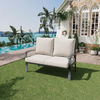 HOMREST Outdoor Loveseat Aluminum Patio Furniture Sofa, All-Weather Metal - Image 2