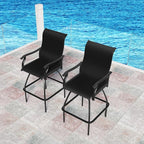 LEVELEVE Patio Bar Set 4pcs Swivel Bar Stools Outdoor Bistro Textilene - Image 7