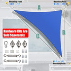 Amgo Custom Size 11' x 21' x 23.7' Blue Right Triangle Sun Shade Sail UPF50+ - Image 8
