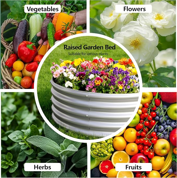 2PCS 4x2x1FT Galvanized Raised Garden Bed Kit, Vegetable Boxes-Oval Metal - Image 4