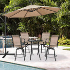 Yaheetech 4 Piece Patio Swivel Bar Stools Texteline Bistro Chairs - Image 2