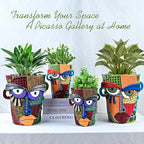 Abstract Face Planter Pots for Plants, Hand-Painted Colorful Flower Pots - Image 8