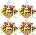 4 Pack 14 Inch Hanging Baskets for Plants Outdoor Metal Hanging Planter Hanging by Qusuxi
