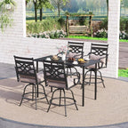 Sophia & William Patio Bar Set 5 Piece Outdoor High Dining Table and Chairs Set - Image 6