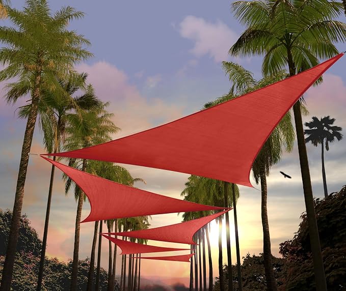 Amgo 24' x 24' x 33.9' Red Right Triangle Sun Shade Sail Outdoor Canopy Awning by Amgo