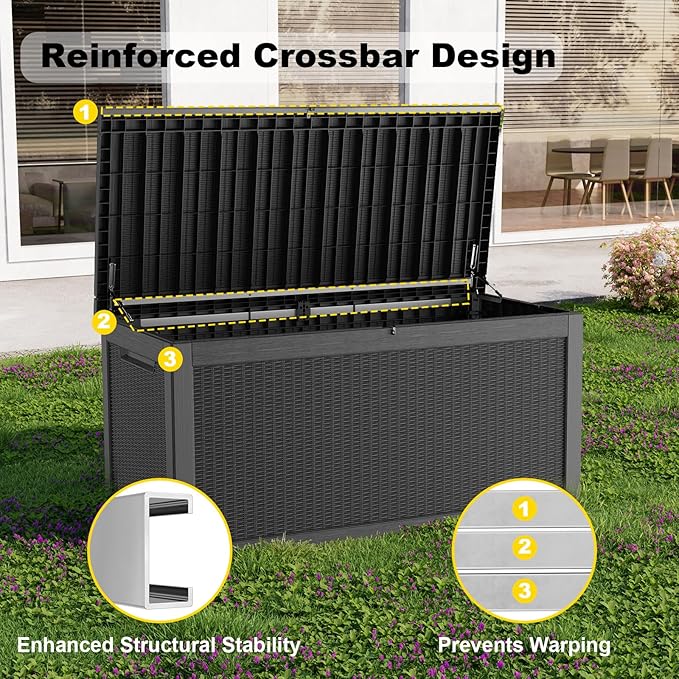 ROJIK Outdoor Storage Housing Deck Box, Waterproof Patio Furniture, Garden Tools - Image 4
