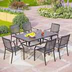 PHI VILLA Outdoor Dining Table for 6, All-Weather Large Furniture for Patio - Image 2