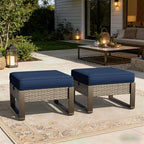 Joyside Outdoor Patio, All-Weather PE Rattan Ottomans Footstools - Image 8