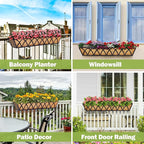 30 Inch Window Deck with Coco Liner Set of 4, Metal Hanging Flower Planter - Image 5