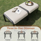 HOMREST Metal Outdoor Ottoman, 3-Piece Aluminum Footstool w/Removable Cushion - Image 7