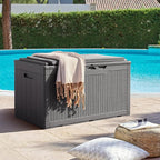 Flamaker Deck Box with Cushion 100 Gallon Waterproof Resin Storage Box with Air - Image 2