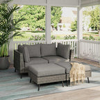 LAUSAINT HOME Outdoor Patio Furniture, 4 Piece Outdoor Sectional Sofa PE Rattan - Image 2