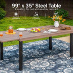 PHI VILLA Outdoor Metal Expandable Dining Table, Wood-Like Wrought Iron - Image 4