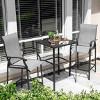 NUU GARDEN 3 Piece Outdoor Bar Set, Bar Height Patio Bistro Set, Textilene - Image 2