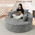 Antetek Oversized Round Chaise Longue Chair Indoor, Modern 55-inch Upholstered - Image 6