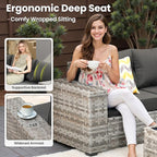 ovios 6 Pieces Patio Furniture Set, Outdoor Wicker Sectional Sofa - Image 6