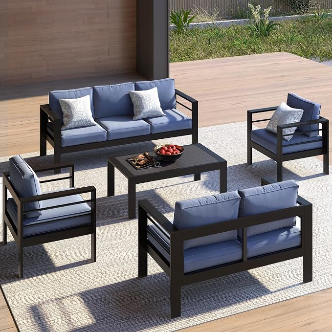 Kiss the Water Outdoor Couch Aluminum Patio Furniture Sofa, 3 Seat All-Weather - Image 9